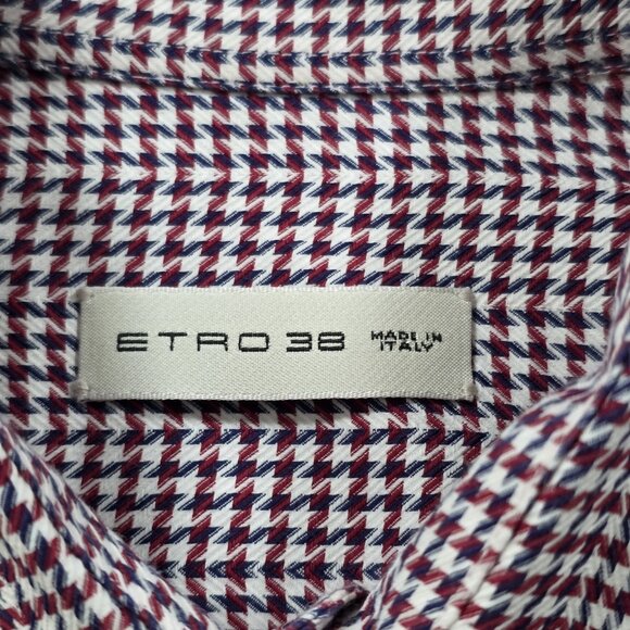 Etro Shirt Men 38 Multicolor Slim Fit LS Collar Cotton Italy Preppy Office Party - Picture 3 of 16
